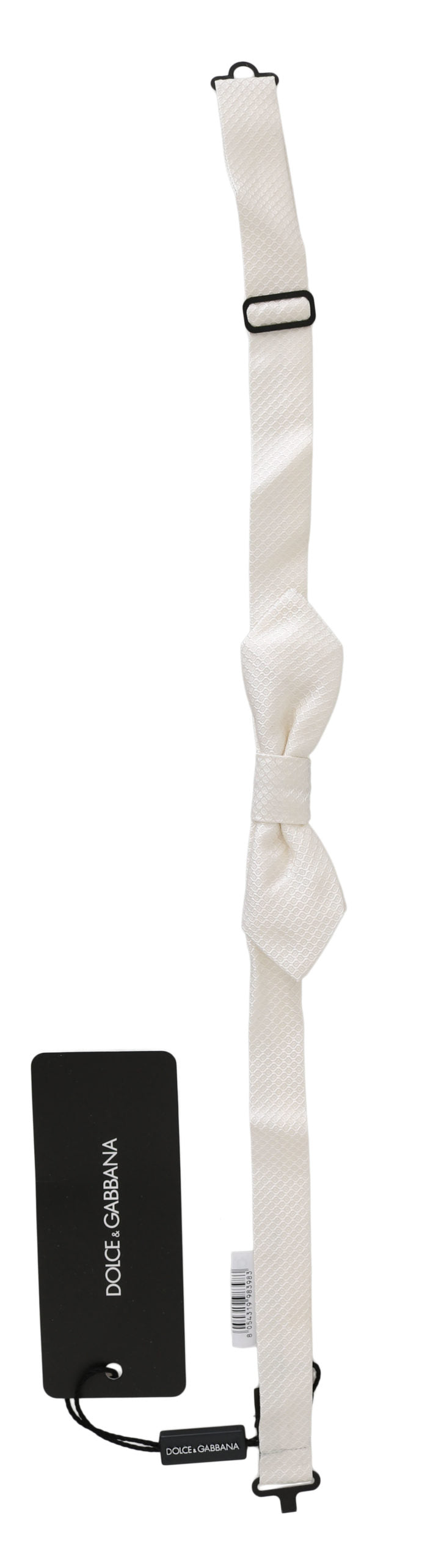 White 100% Silk Slim Adjustable Neck Papillon Men Tie Dolce & Gabbana