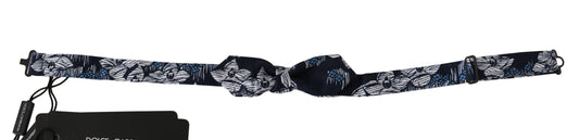Navy Blue Floral Slim Adjustable Neck Papillon Men Bow Tie Dolce & Gabbana