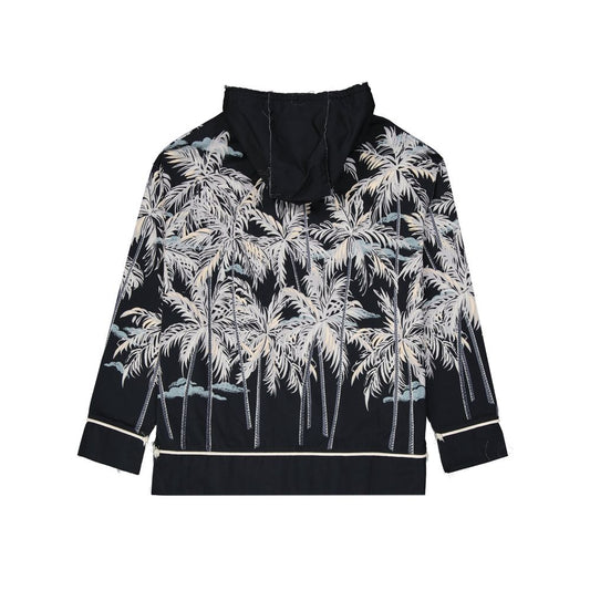 Black Cotton Pattern Shirt