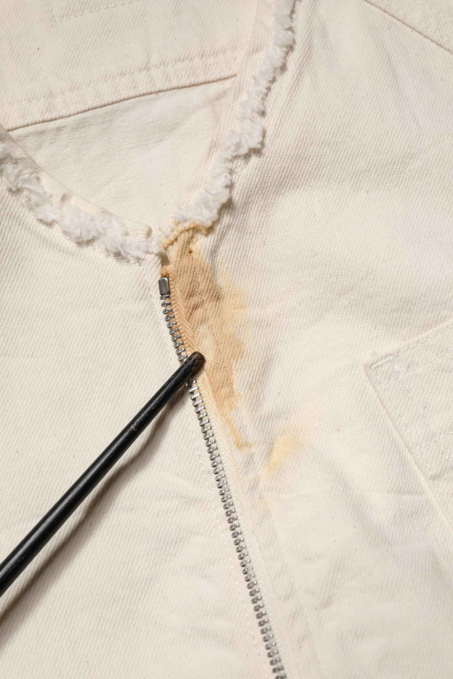 Off White Cotton Full Zip Denim Men Blouson Jacket