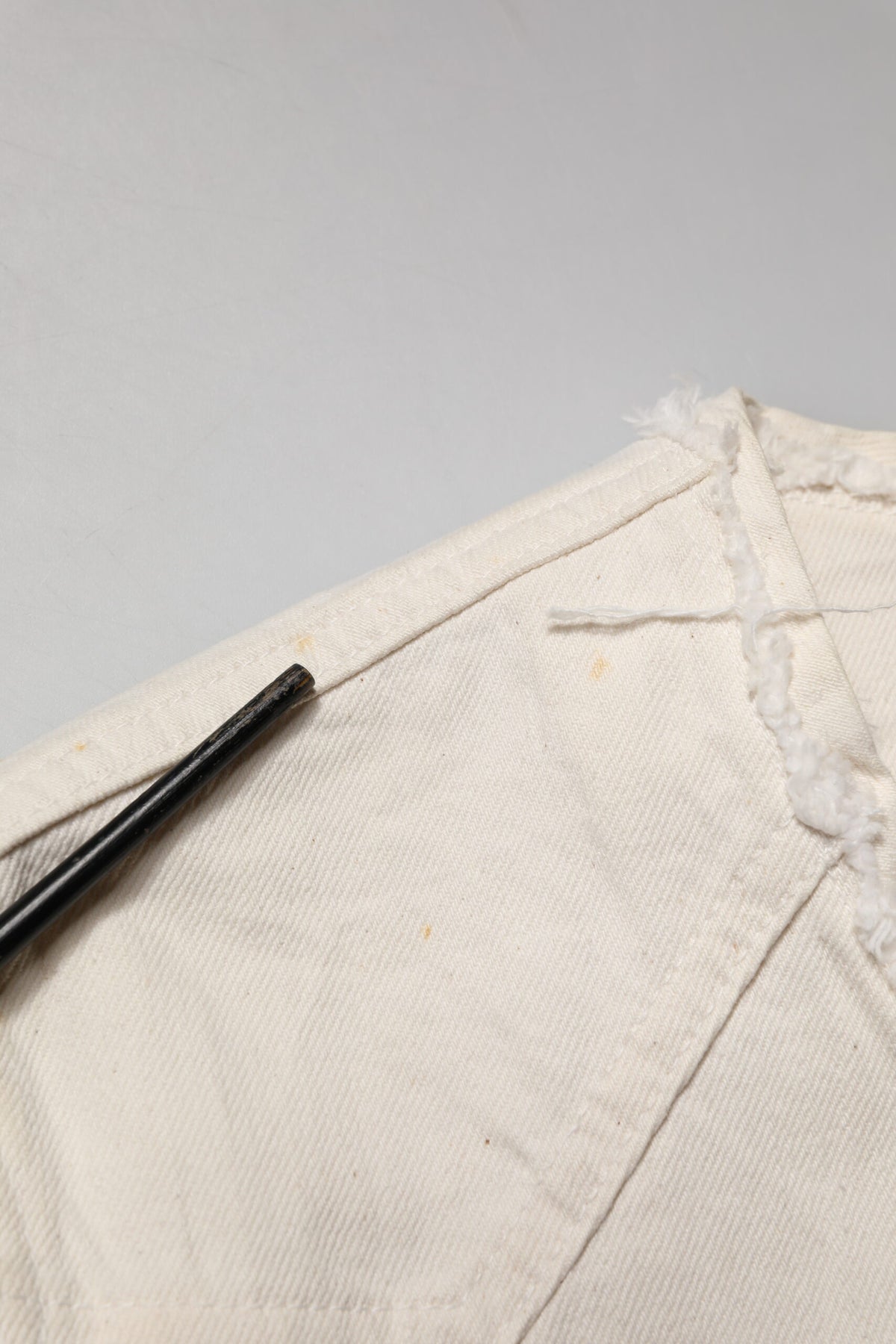 Off White Cotton Full Zip Denim Men Blouson Jacket