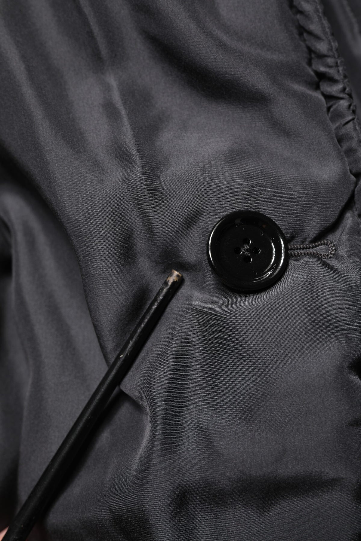 Black Silk Padded Parka Men Coat Jacket