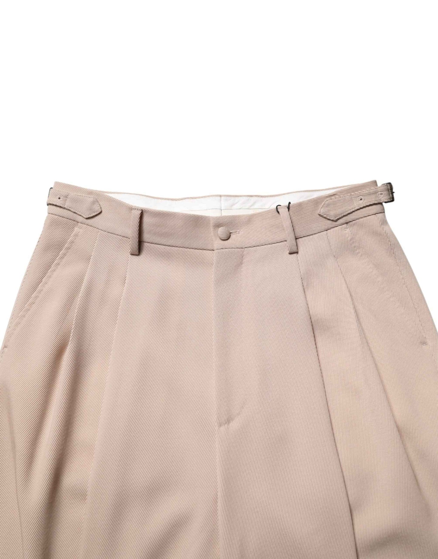 Beige Stretch Straight Men Dress Trouser Pants