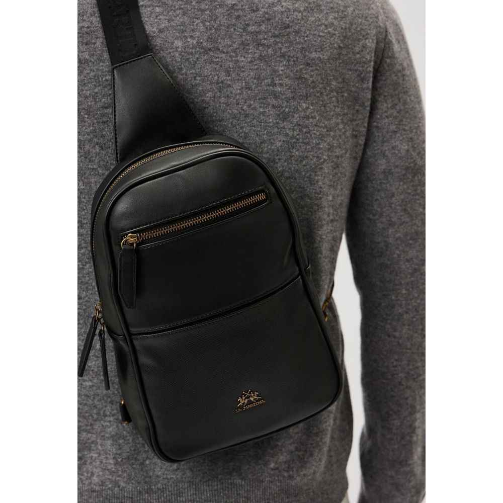Black Polyethylene Crossbody Bag