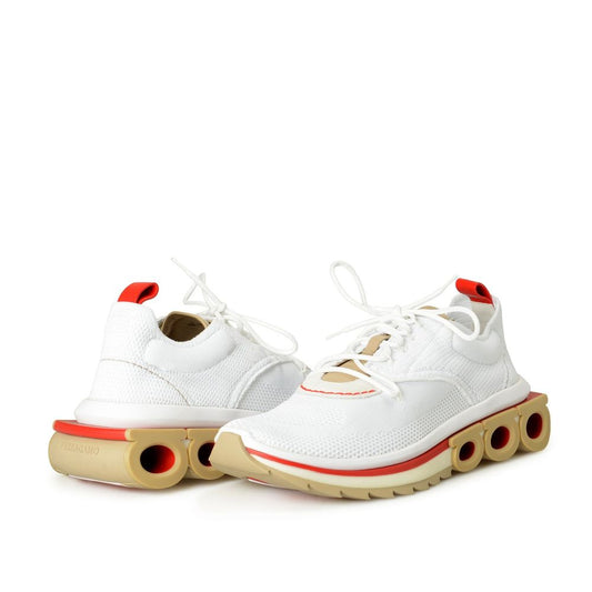 White Fabric Athletic Sneakers