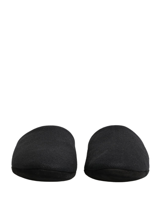 Black Wool Cashmere Red Quilted Slippers Shoes
