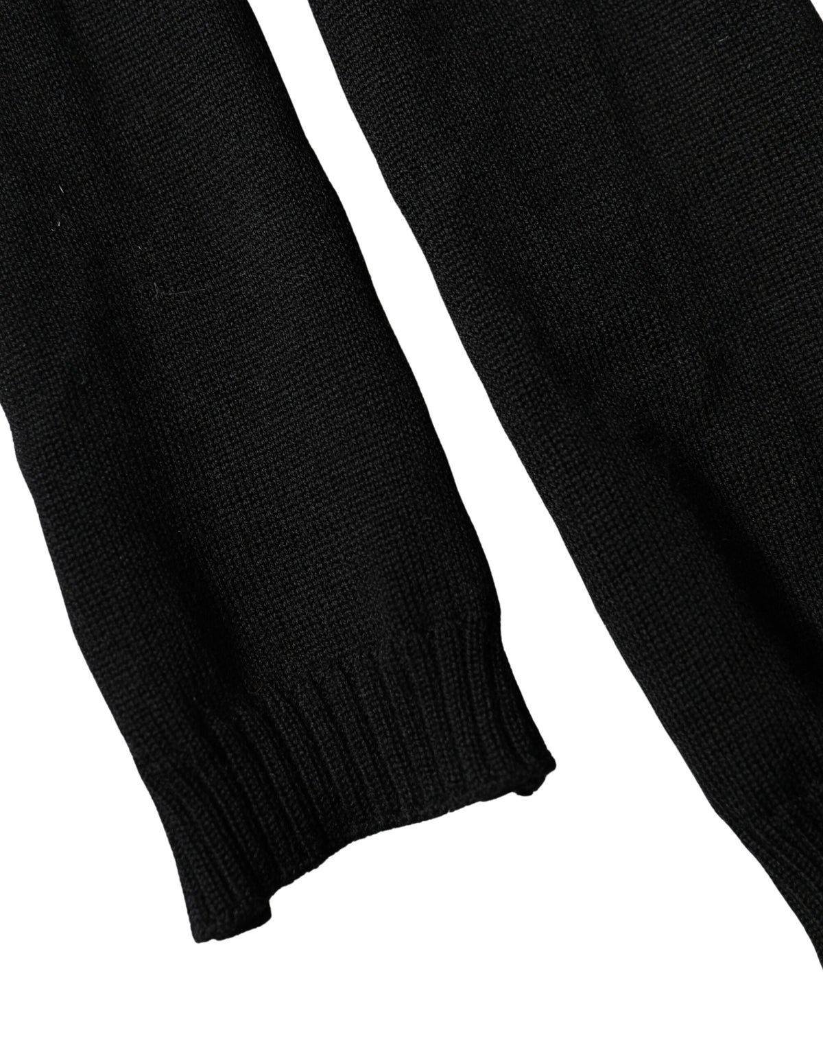 Black Wool Knitted Neck Foulard 259cm x 17cm Men Scarf