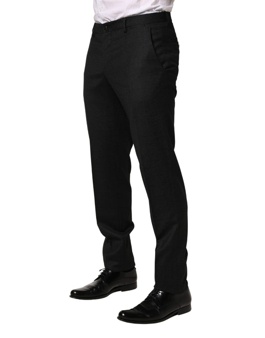 Black Wool Skinny Men Dress Trouser Pants