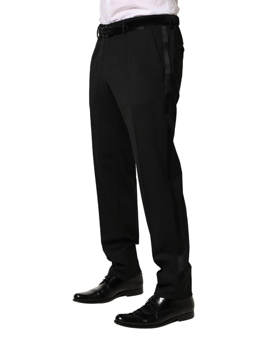 Black Wool Skinny Men Dress Trouser Pants