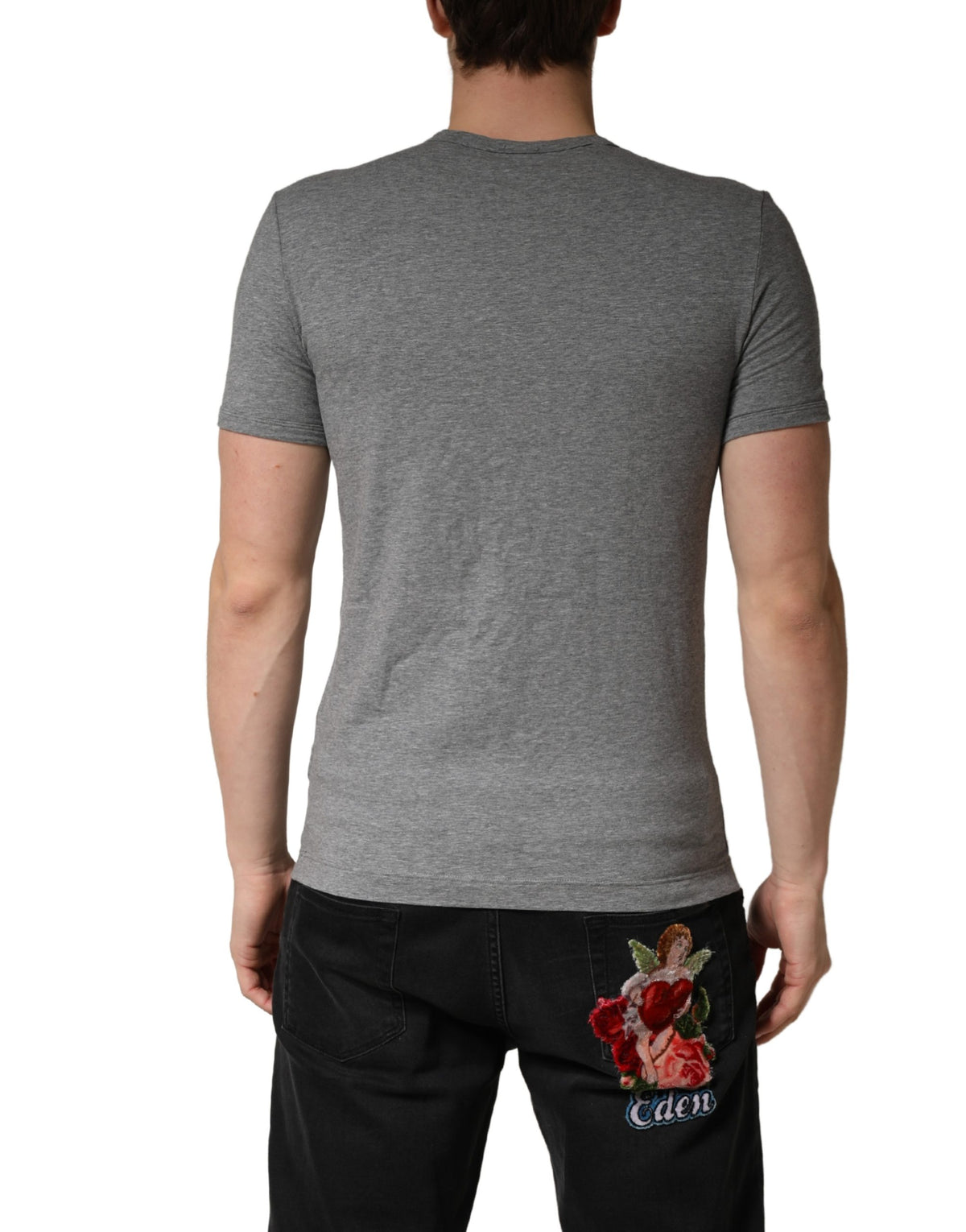 Gray DG Logo Crew Neck Men Underwear T-shirt