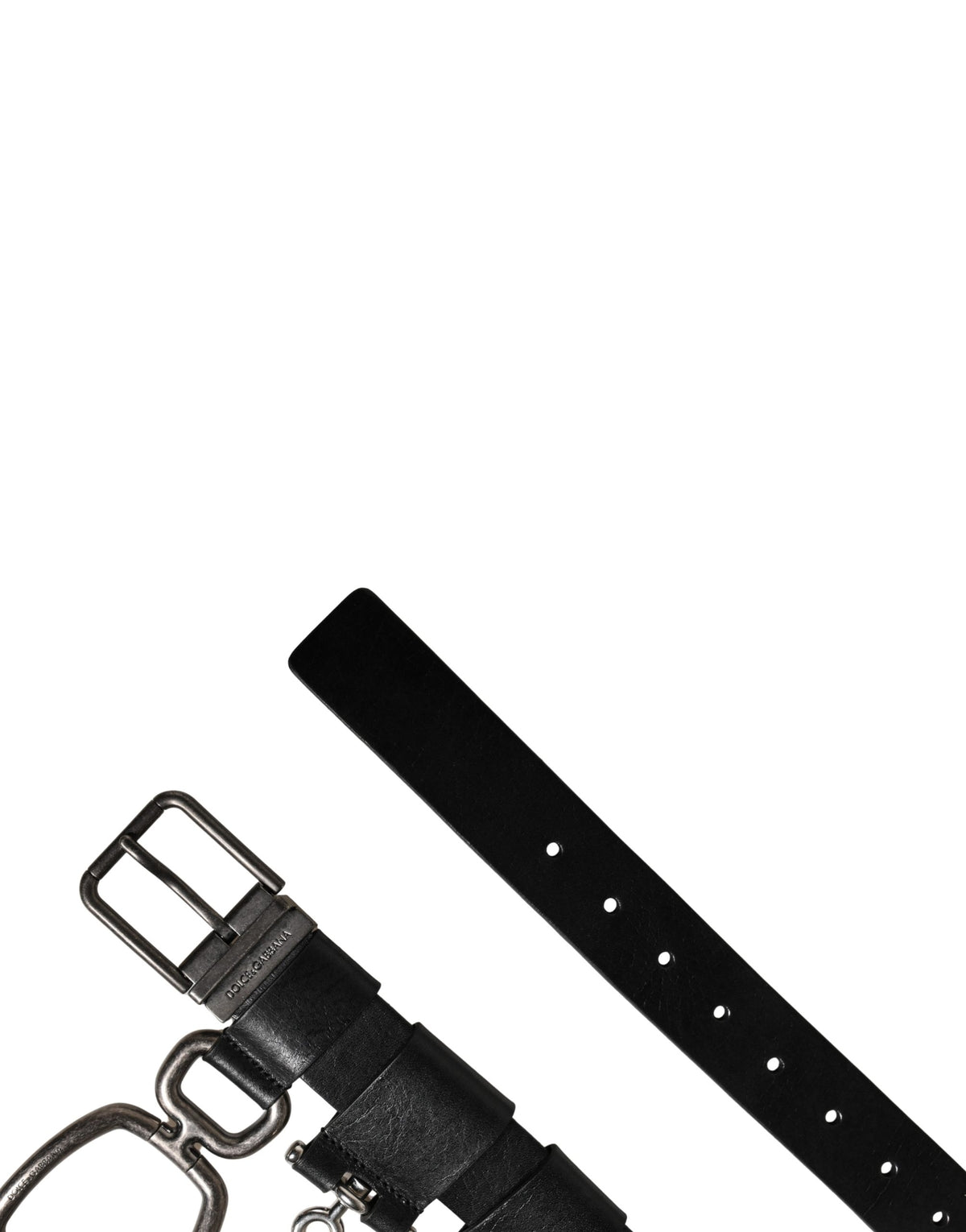 Black Calf Leather Silver Metal Buckle Belt