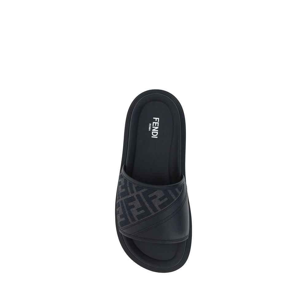 Gray Fabric Flat Sandals