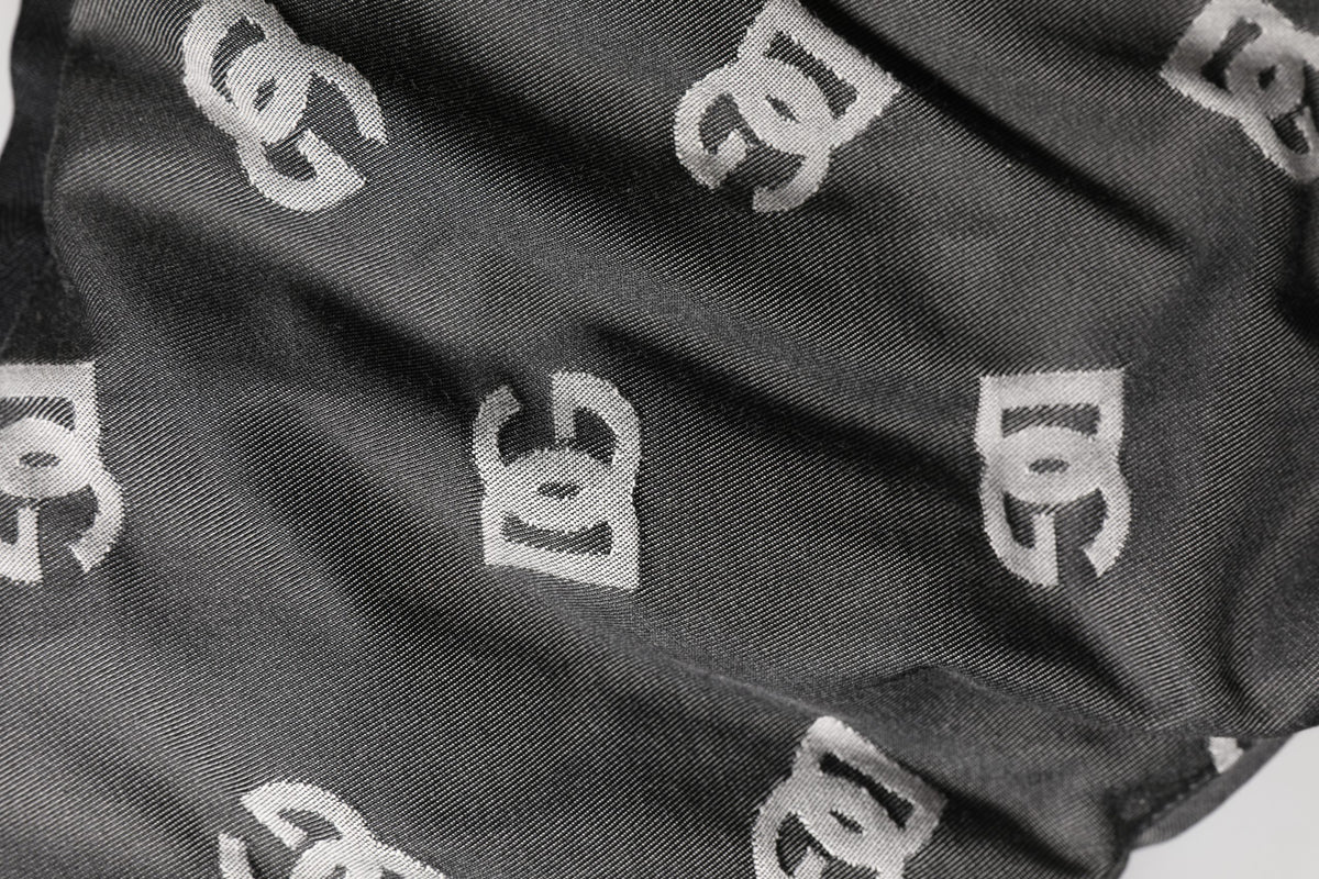 Black Logo Print Whole Head Wrap Capello Hat