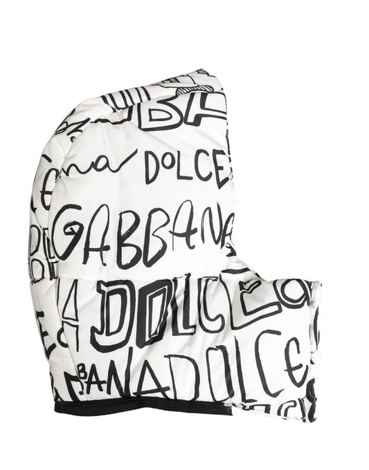 White Logo Print Whole Head Wrap Capello Hat