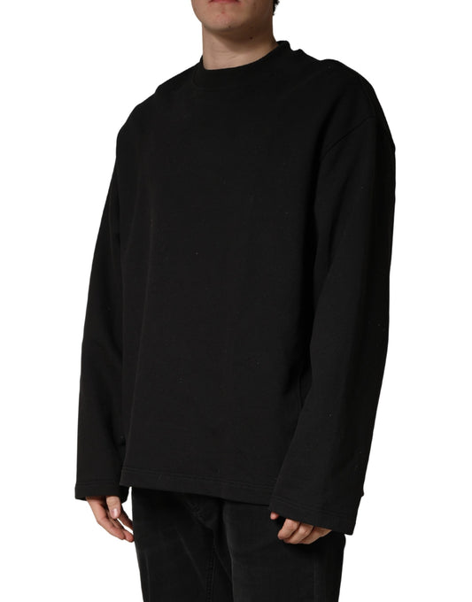 Black Cotton Crew Neck Sweatshirt Sweater