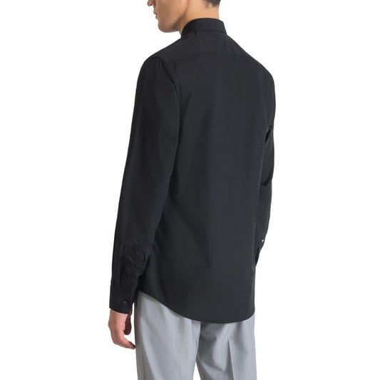 Black Cotton Dress Shirt