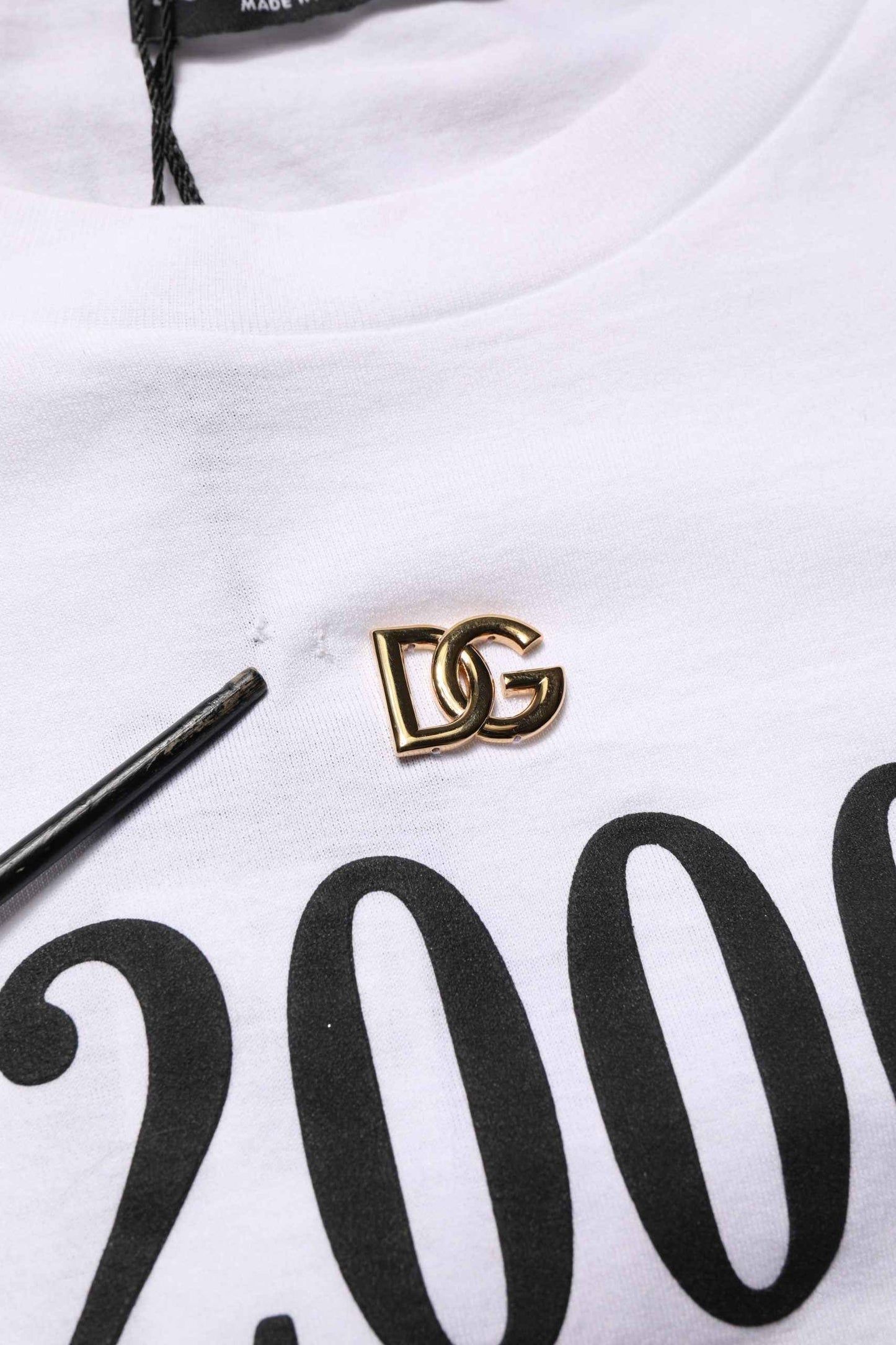 White Graphic Print DG Men Crew Neck T-shirt