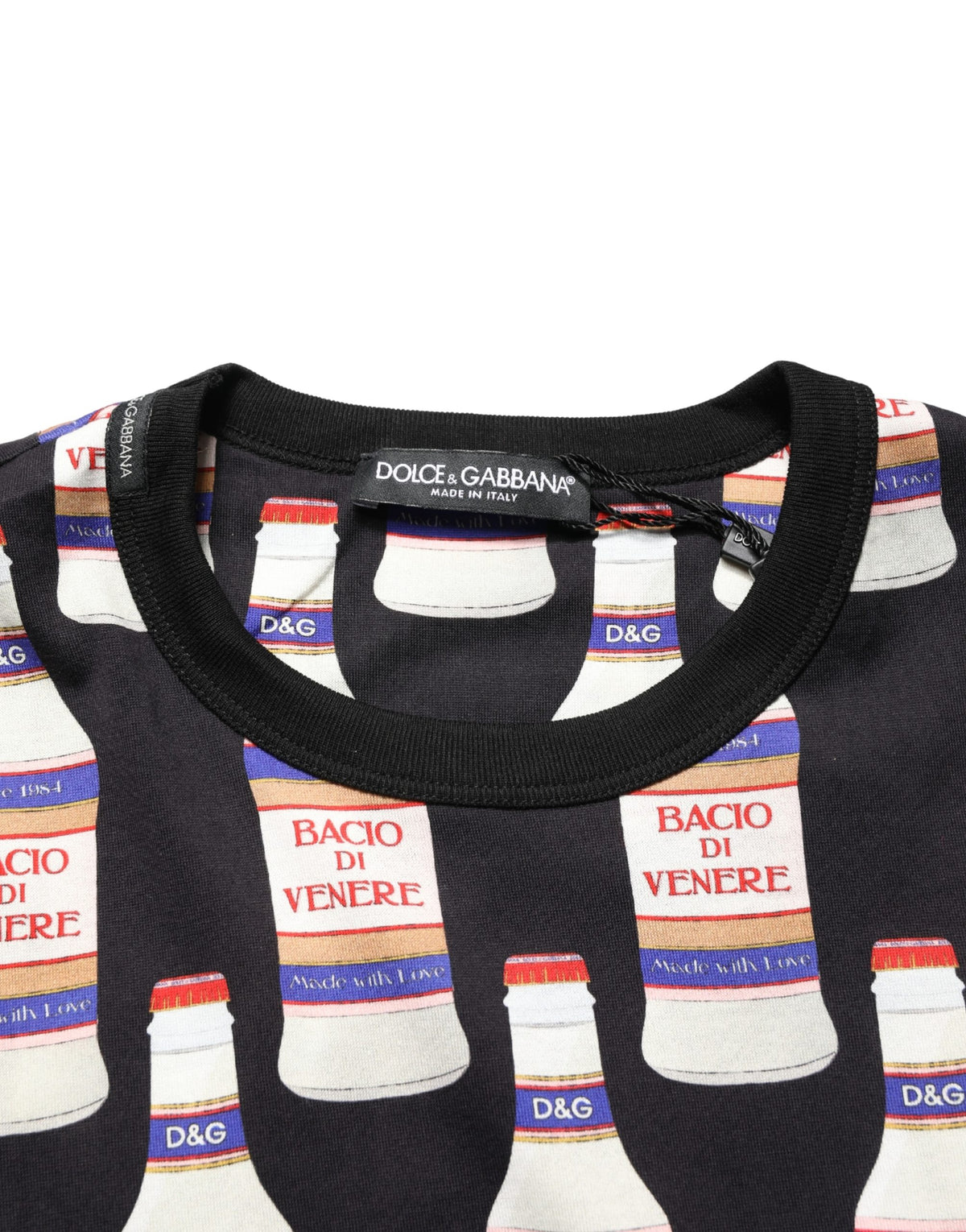 Black Bottle Print Cotton Crew Neck T-shirt
