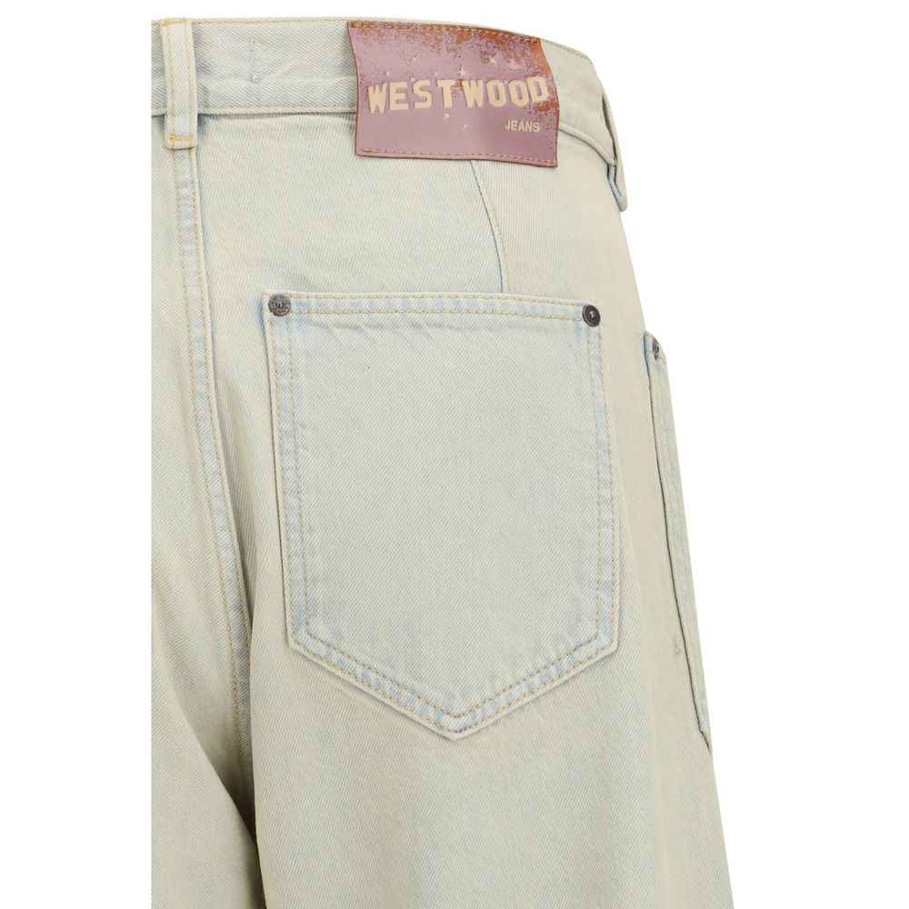 Beige Cotton Relaxed Fit Jeans