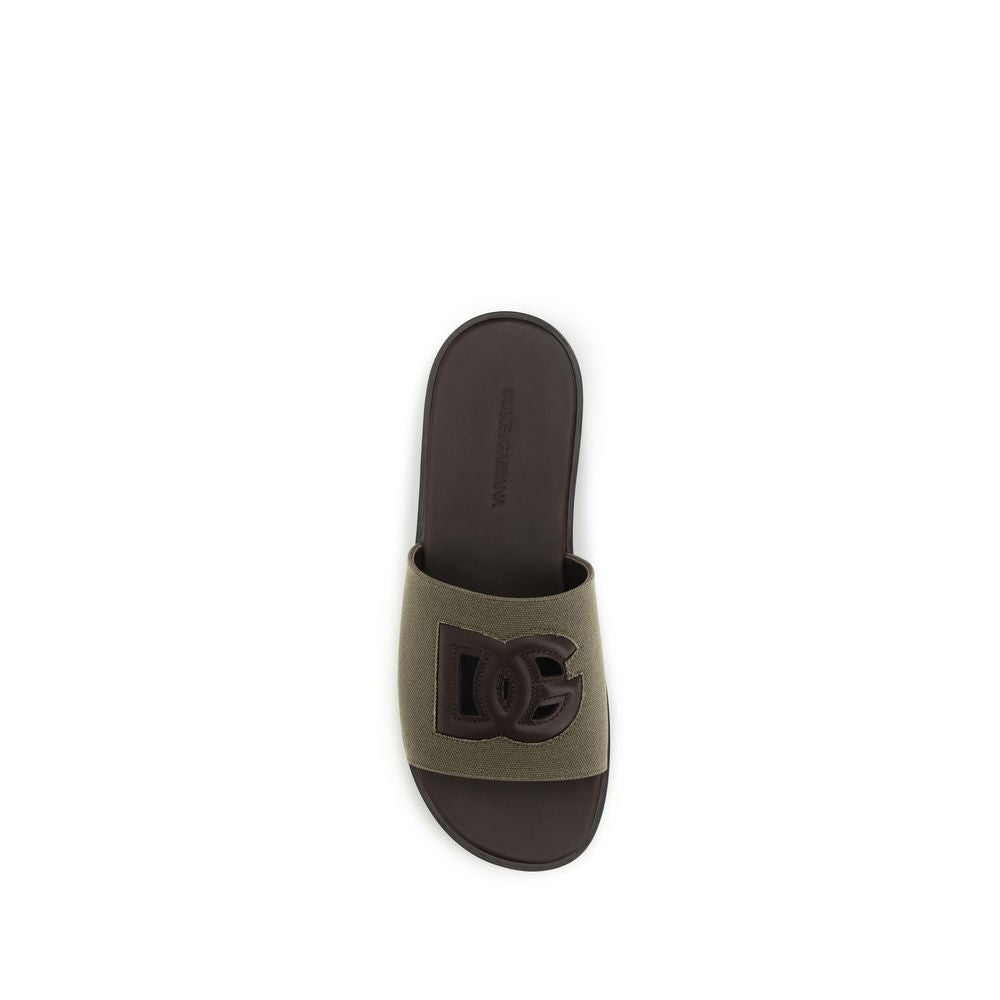 Bicolor Cotton Flat Sandals