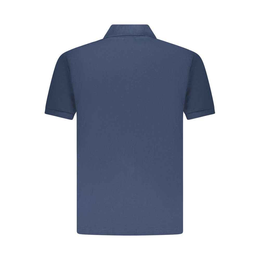 Blue Cotton Men Polo Shirt