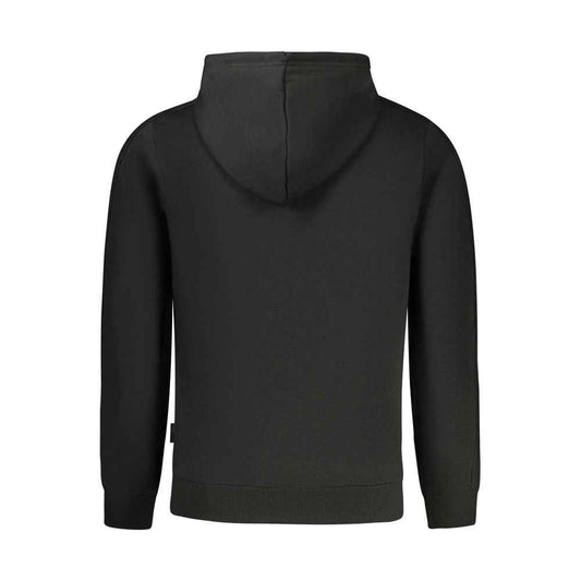 Black Cotton Men Hoodie