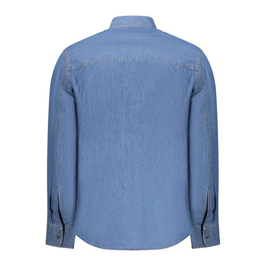 Blue Cotton Men Shirt