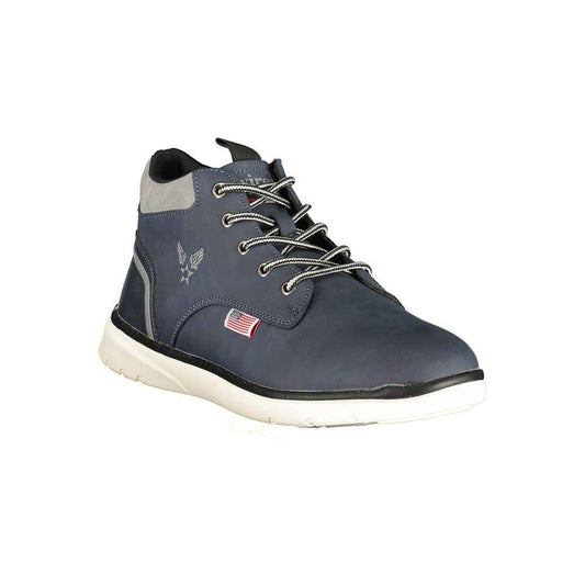 Blue Polyurethane Men Ankle Boot