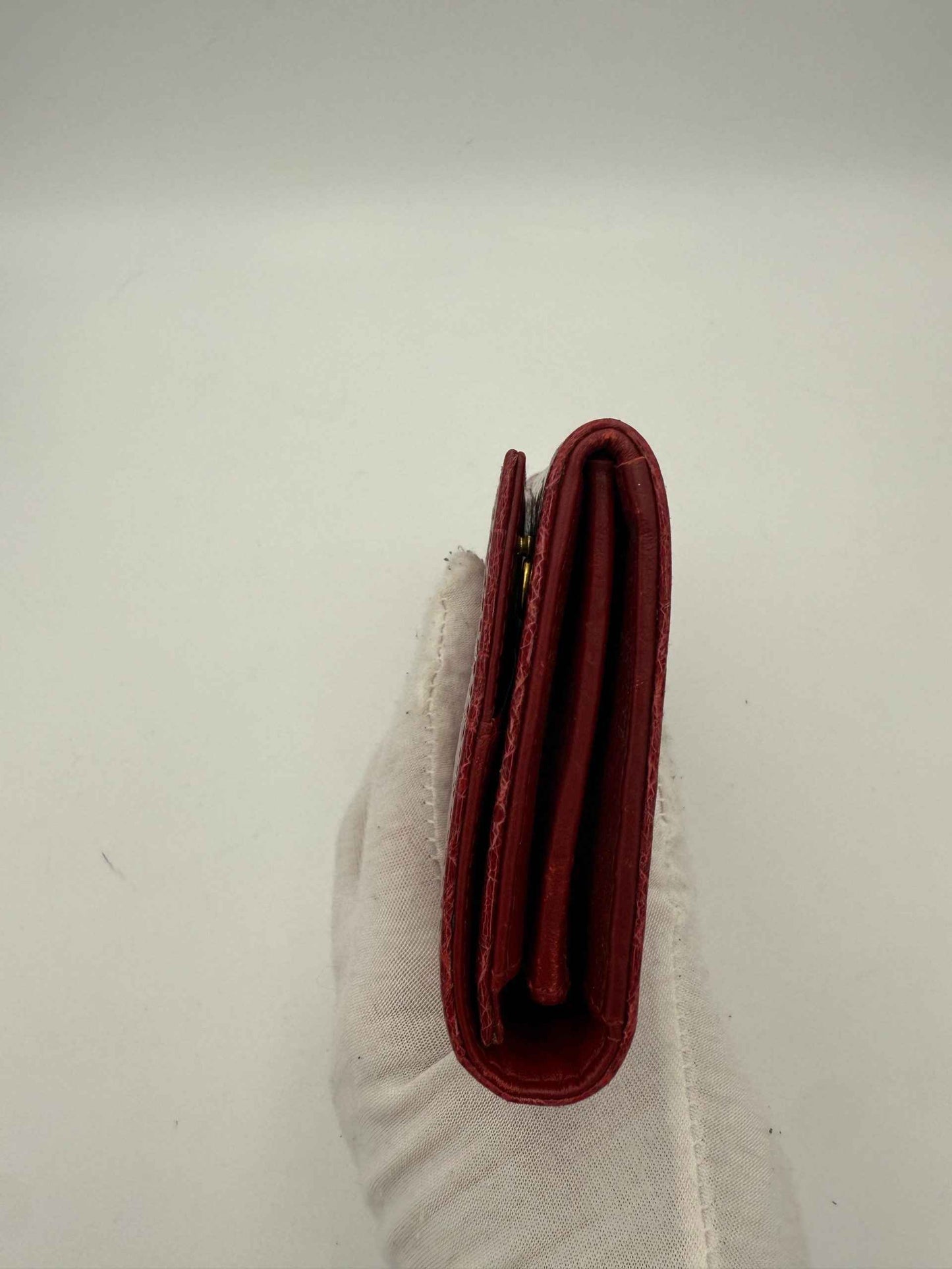 MIU MIU Rosso Crocodile Print Leather Wallet