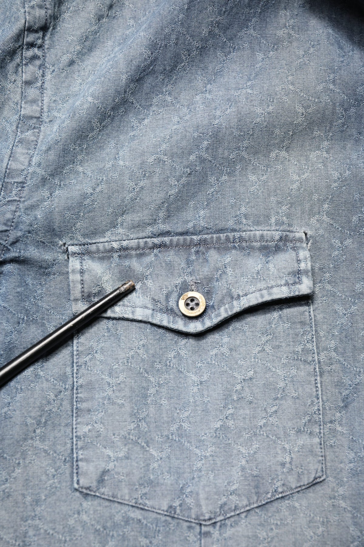 DarkBlue Long Sleeve Collared Denim Shirt