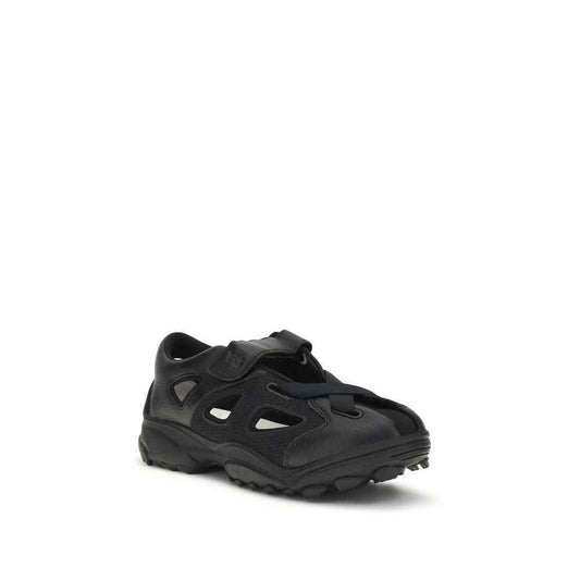 Black Calf Leather Bos Taurus Flat Sandals