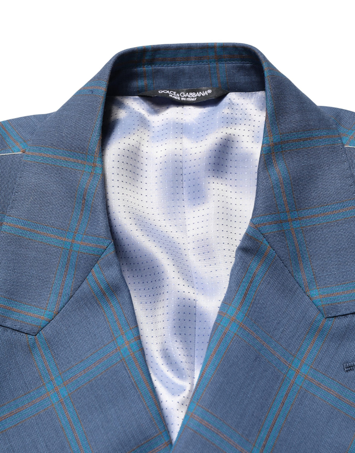 Blue Checked Double Breasted Men Suit Jacket