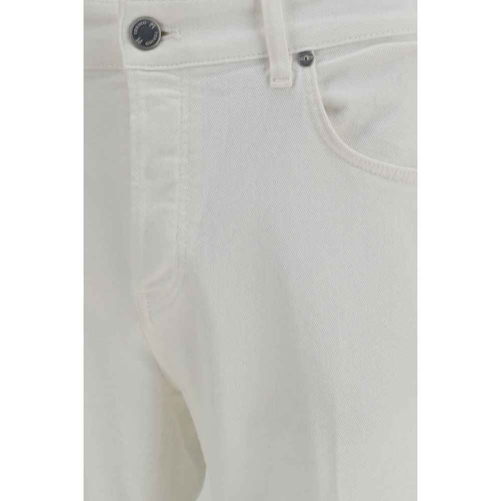 White Cotton Tapered Jeans