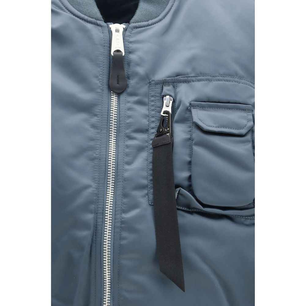 Blue Nylon Sleveless Jacket