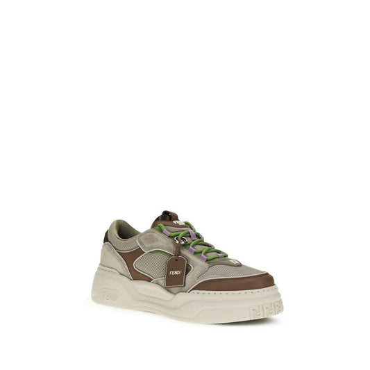 Brown Cotton Chunky Sneakers