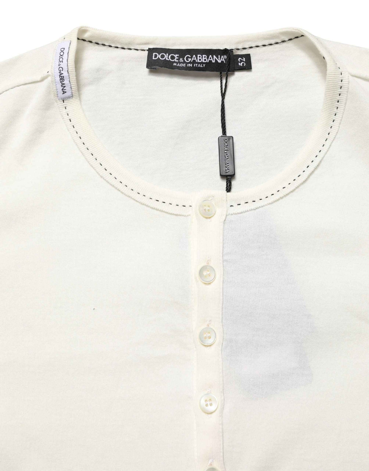 White Long Sleeves Henley Pullover Sweater