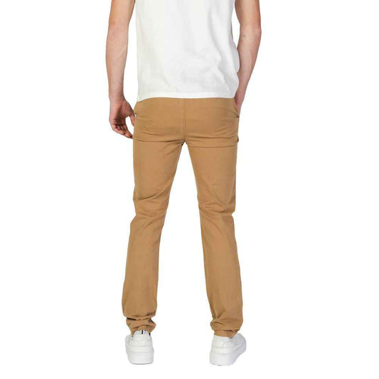 Beige Cotton Skinny Pants