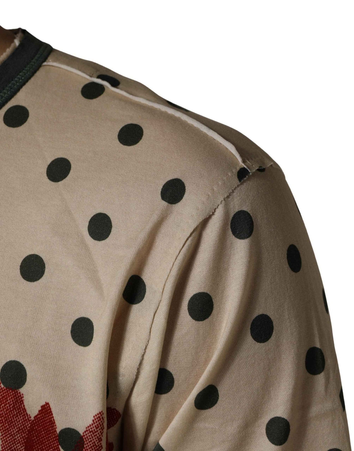 Beige Cotton Polka Dot Graphic Tee T-shirt