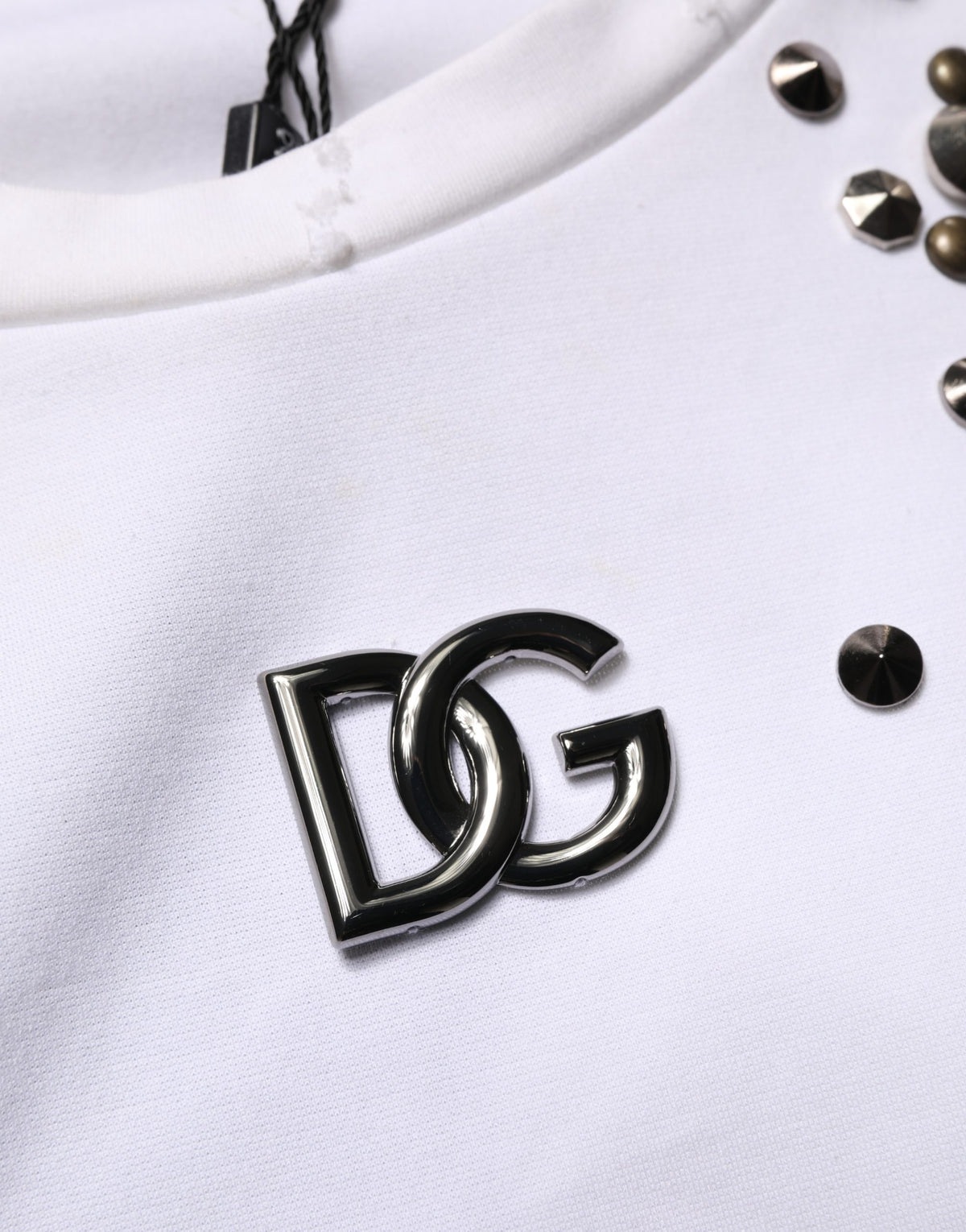 White Rhinestones Sleeveless Round Neck T-shirt