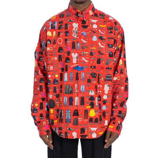 Red Cotton Pattern Shirt