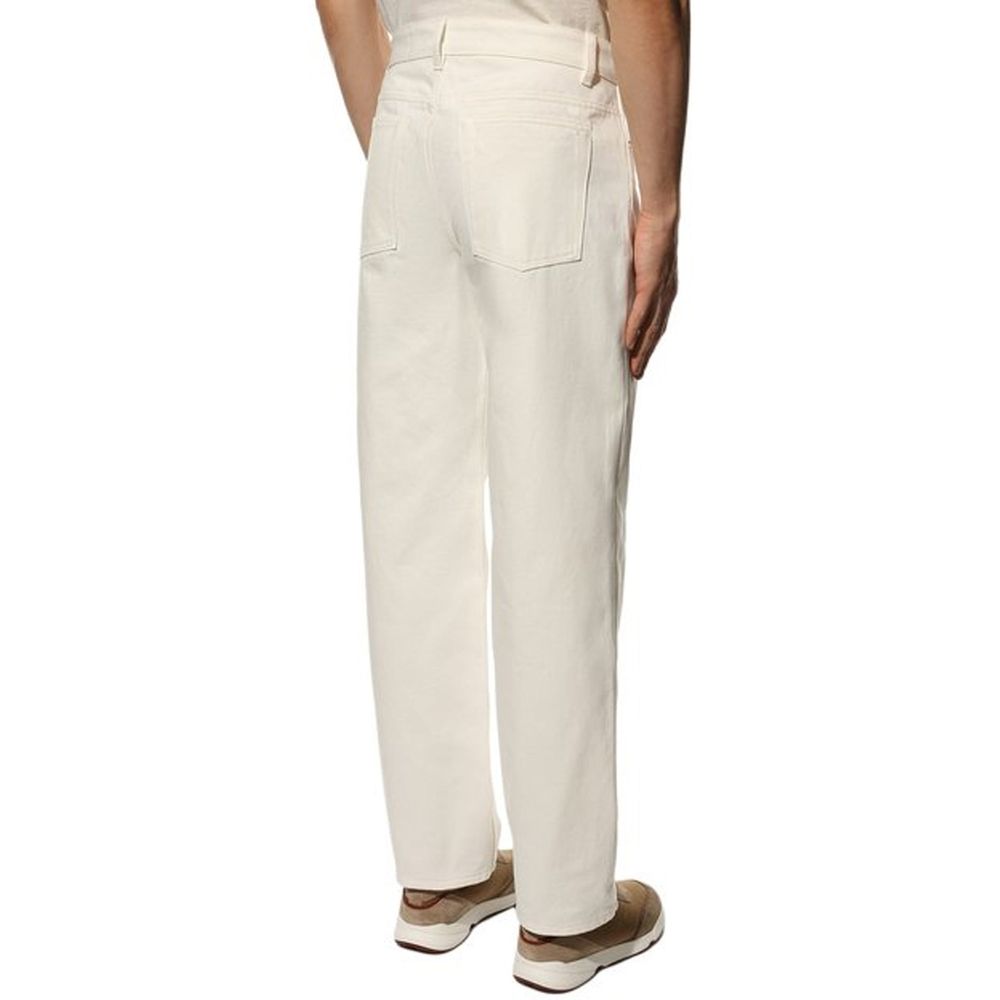 White Cotton Relaxed Fit Jeans