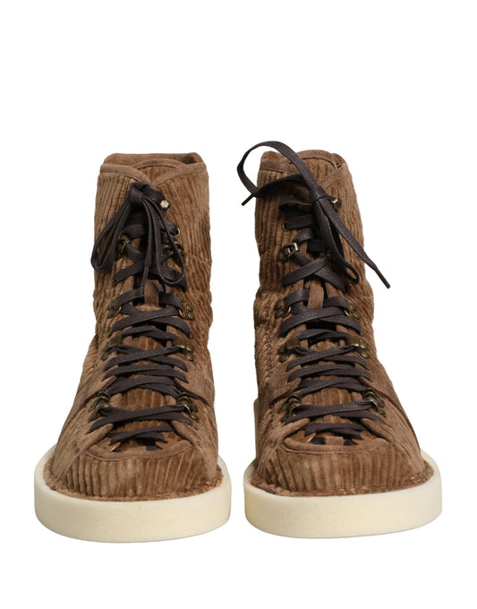 Brown Corduroy High Top Oxford Boots