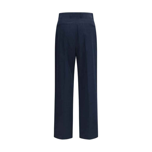 Blue Cotton Casual Pants