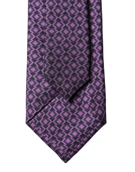 Purple Patterned 100% Silk Adjustable Men Necktie Tie