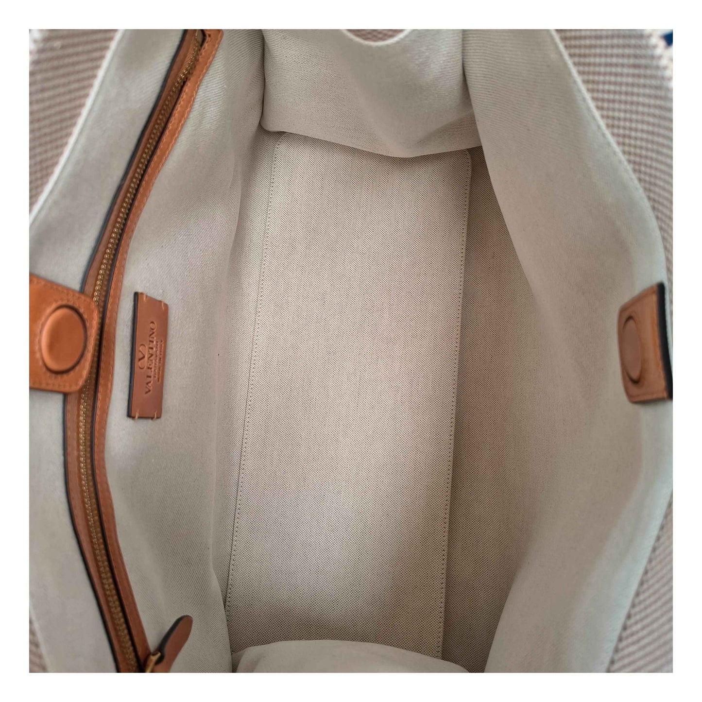 Beige Fabric Handbag