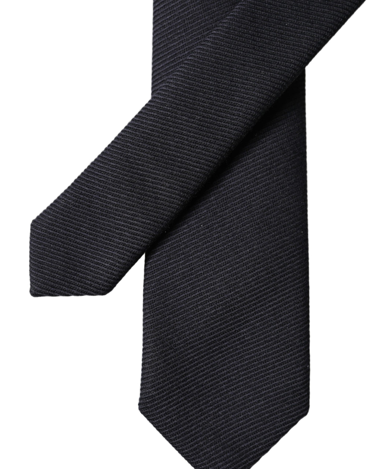 Dark Blue Solid 100% Silk Adjustable Men Tied Necktie Tie