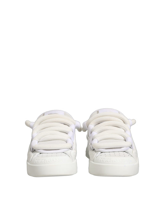White Calfskin Leather Low Top Sneakers Shoes