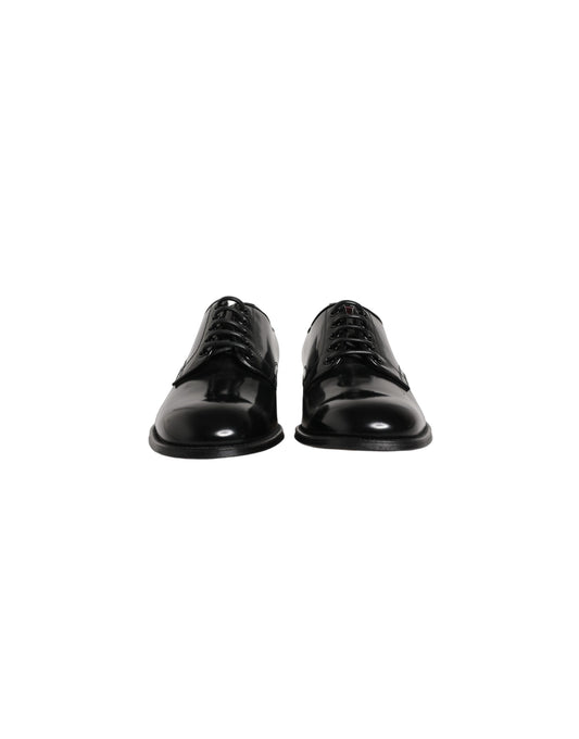 Black Calfskin Leather Derby Men Dress Shoes