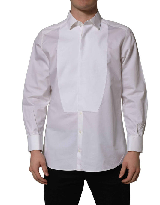 White Bib Cotton Poplin Dress Formal Shirt