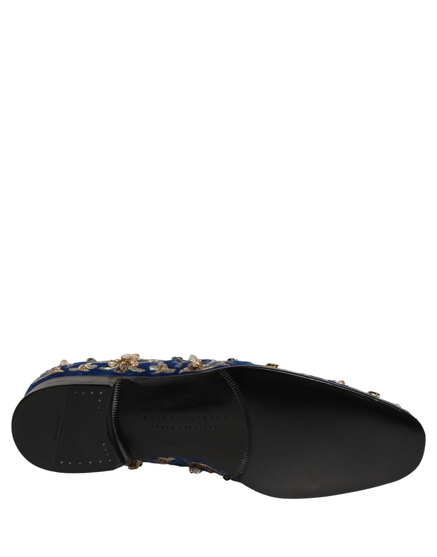 Blue Velvet Embellished Dress Loafers Shoes